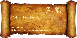 Pohr Norbert névjegykártya